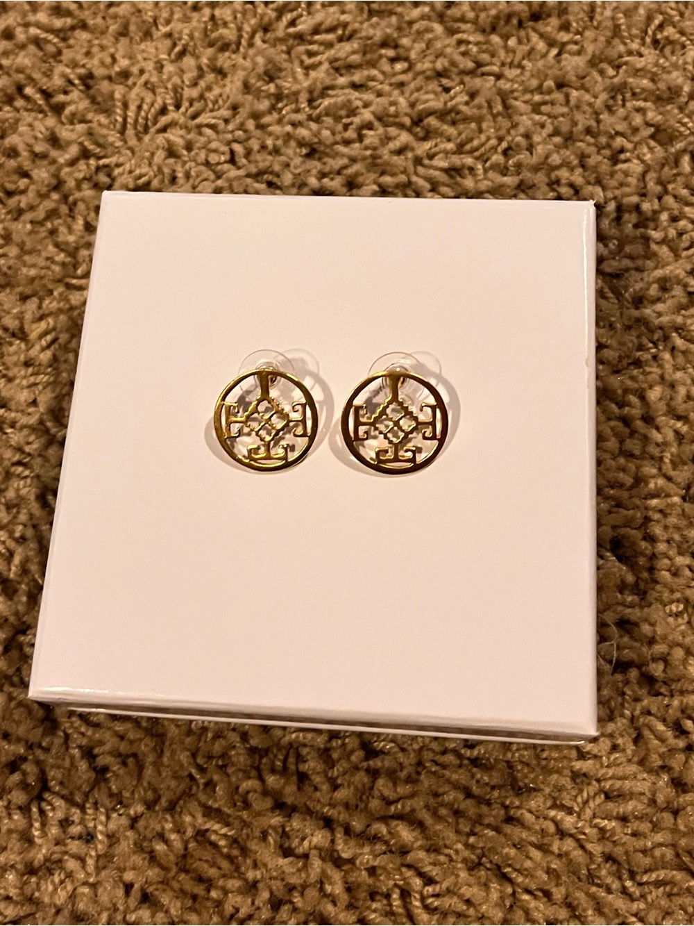 Tory Burch Gold Circular Cutout Stud Earrings